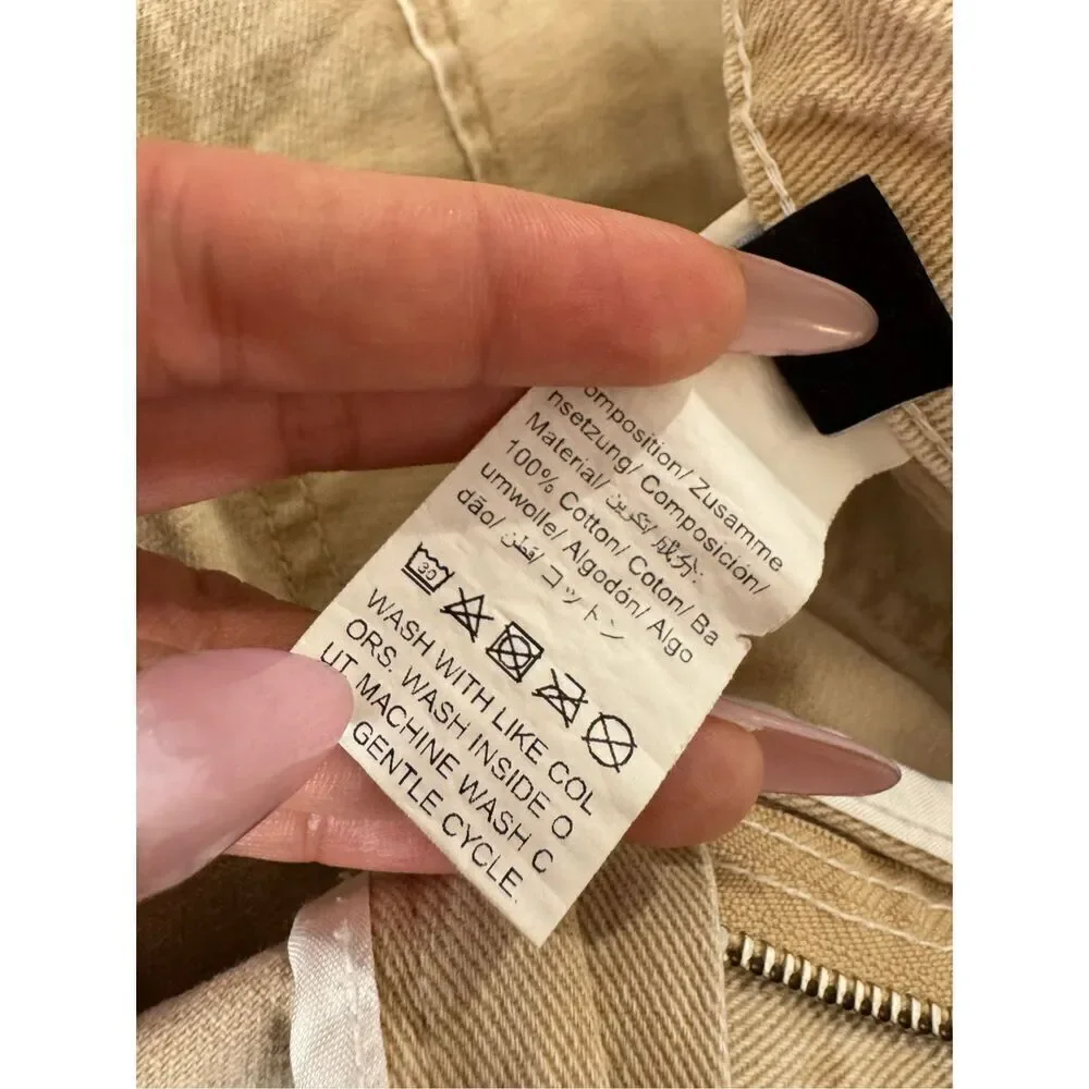 Miami Vice Cargo Pants Size small Beige Wide Leg Loose Fit Tan